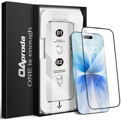 【新品】 【1枚が3枚に匹敵・新型ガイド枠】OAproda iPhone 17/16Pro用 ガラスフィルム 超簡単貼り付け 多重強化ガラス 全面保護 耐衝撃 9H越え 黒縁 受話口防塵 いPhone17 16pro 保護フィルム 浮き・気泡なし 指紋防止