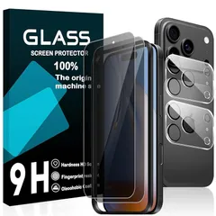 【新品】 対応 iPhone17 pro ガラスフィルム 【2枚覗き見防止フィルム+2枚レンズ保護+ガイド枠】 横から見えない アイフォン 17 pro フィルム 覗き見防止【 日本旭硝子製 強化ガラス 液晶 保護フィルム 硬度9H 耐衝撃 飛散防止 3D 1