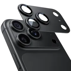 【新品】 NIMASO カメラフィルム iPhone 17 Pro 対応 カメラ保護 アルミ合金フレーム+9H強化ガラス 全面保護 耐衝撃 超薄設計 黒縁あり いPhone 17 Pro 専用 レンズカバー 1枚セット ブラック DSC25I1938 1