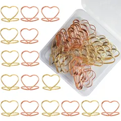 5WYOUKE 30PCS メモクリップ カードホルダー スタンド 名刺クリップ ハート形 金具 写真 立て 可愛い おしゃれ カード 名刺 便箋 文具 自宅装飾用 結婚式 事務 15枚・2色