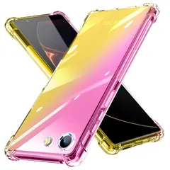 Xperia Ace ケース 耐衝撃 クリアSO-02L カバー クリア TPU 薄型 軽量 滑り止め 黄変防止 柔軟 Qi充電 衝撃吸収 指紋防止 米軍MIL規格取得 ワイヤレス充電に対応 カメラ保護 カバー ピンク+金 331-Xperia Ace-02