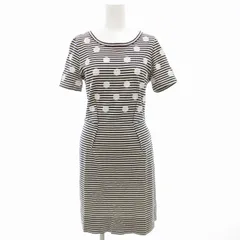 マークバイマークジェイコブス MARC by MARC JACOBS ワンピース 半袖 ミニ ボーダー スパンコール S 紺 ネイビー 白 ホワイト /GV35