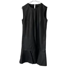 DD125【美品】BCBGMAXAZRIA ビーシービージーマックスアズリア フェイクレザー ノースリーブワンピース ブラック サイズXS