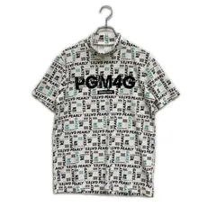中古 メンズ パーリーゲイツ PEARLY GATES 半袖シャツ 4(M) 白 ホワイト モックネック ロゴ総柄 メッシュ