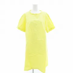 オットーコレクション Otto Collection ワンピース フリンジ クルーネック 半袖 ひざ丈 L 黄 イエロー /AE