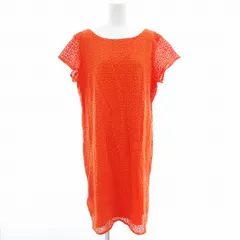 オットーコレクション Otto Collection ワンピース クルーネック レース 半袖 ひざ丈 LL オレンジ /AE