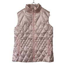 DD125【美品】LANDS END ランズエンド キルティングダウンベスト ピンク サイズS