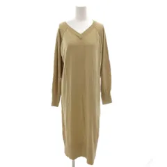 アズールバイマウジー AZUL by moussy ニットワンピース Vネック 長袖 リブ ロング M ベージュ /FF