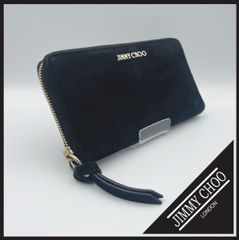 JIMMY CHOO（ジミーチュウ）】ヌバック レザー ラウンドファスナー 黒 