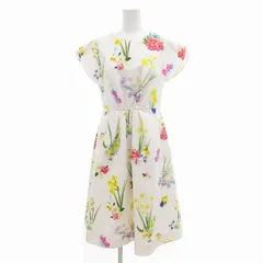 チェスティ Chesty ノースリーブワンピース ひざ丈 花柄 0 白 ホワイト 黄 イエロー /UD