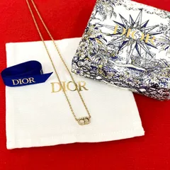 極 美品 箱付 Christian Dior ディオール CD ロゴ モチーフ トップ GP ラインストーン ネックレス ペンダント チョーカー ゴールド 99804