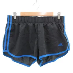 アディダス adidas ランニングショートパンツ ロゴ 3ストライプス M グレー 青 ブルー /GV