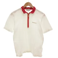 バーバリーズ Burberrys ヴィンテージ ポロシャツ ジップアップ 半袖 M 白 ホワイト 赤 レッド /AE ■GY47