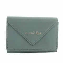 バレンシアガ BALENCIAGA ペーパー ミニ ウォレット 財布 三つ折り レザー ロゴ 水色 ライトブルー /XZ ■OH ■GY18
