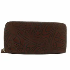 ヴィヴィアンウエストウッド Vivienne Westwood 長財布 ラウンドファスナー レザー オーブ柄 総柄 茶色 ブラウン /XZ ■GY18