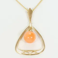 K18YG　ネックレス　necklace　サンゴ　総重量約1.7g　約40cm