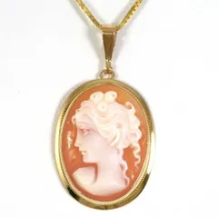 14K　YG　ネックレス　necklace　シェルカメオ　総重量約4.3g　約45cm