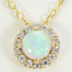 K10YG　ネックレス　necklace　オパール　ジルコニア　総重量約1.0g　約40cm