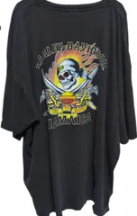 ハーレーダビッドソン オーバーサイズ Tシャツ 半袖　黒　スカル　5XL　古着 ビッグ