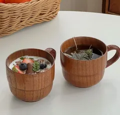 北欧風 高品質 木製カップ 簡約 手作り コーヒー 茶 ビール ジュース ミルク マグカップ 友人 贈り物