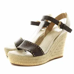 ルイヴィトン LOUIS VUITTON コーストライン モノグラム サンダル ウェッジソール ストラップ 39 ベージュ 茶 ブラウン SC1210 /AN12