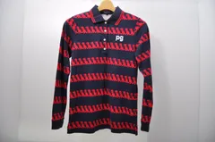 中古 レディース パーリーゲイツ PEARLY GATES 長袖ポロシャツ 0(S) 紺×赤 ネイビー×レッド 恐竜柄