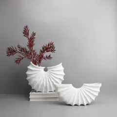 【2025新品?未使用】 花瓶 フラワーベース 巻き貝 扇形 生花 ドライフラワー インテリア 雑貨 玄関 リビング おしゃれ 北欧 モダン シンプ