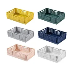 【新品?未使用】 新モデルコンテナボックス 折りたたみ 6個入り 収納ボックス バスケット 積み重ね 取っ手付き かご バスケット 小型 軽量 