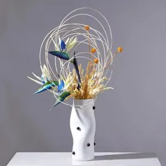 【2025新品?未使用】 おしゃれ フラワースタンド 花瓶 インテリア ビーズ装飾 円柱 フラワーベース 花器 装飾 シンプル 生け花 造花 雑貨 
