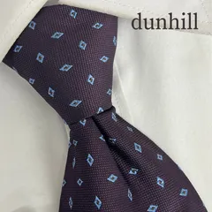 《美品》dunhill (ダンヒル) シルクネクタイ 総柄 小紋柄 ワインレッド ブルー