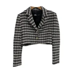 レディース Mサイズ / ザラ CHECK クロップド ツイード ジャケット