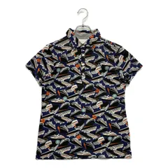 中古 レディース マスターバニーエディション MASTER BUNNY EDITION 半袖ポロシャツ 1(M) 紺×黒 ネイビー×ブラック 総柄