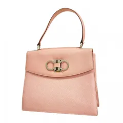 【6ac2304】サルヴァトーレフェラガモ ハンドバッグ ガンチーニ レザー ピンク シルバー金具【中古】レディース