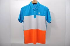 中古 メンズ ビバハート VIVA HEART 半袖ポロシャツ 48(M) 青×白×オレンジ ボタンダウン