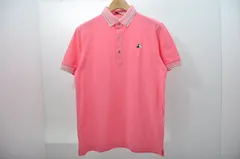 中古 メンズ ブラック＆ホワイト BLACK&WHITE 半袖ポロシャツ L ピンク ボタンダウン