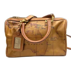【PRIMA CLASSE/プリマクラッセ】　ミニボストン　ハンドバッグ　地図柄　ゴールド