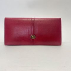 3326 BURBERRY バーバリー 長財布 レッド レザー ノバチェック フラップ