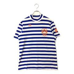 中古 メンズ パーリーゲイツ PEARLY GATES 半袖シャツ 6(LL) 白×青 ホワイト×ブルー ハイネック  ボーダー