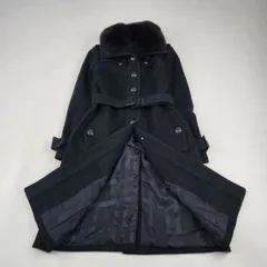 バーバリーロンドン　ロングコート　カシミヤ混　フォックスファー　ノバチェック　2way　ブラック　38　M L相当のサムネイル