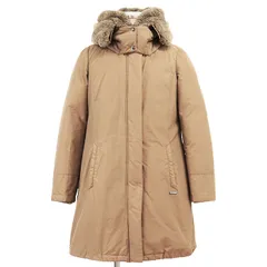 SALE【美品】WOOLRICH ウールリッチ ダウンジャケット ボウブリッジパーカー ロゴ メタルチャーム ボタン 60/40クロス フェイクファー / フード取り外し可 フライフロント コート アウター メンズ サイズ M カーキ