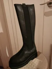 ブラック チェルシー ロングブーツ プラットフォームブーツ