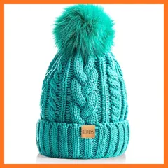 【新品】 暖かいとファッション：ダブル層の設計は柔らかいフリースライニングは、あなたがより良い暖かく保ち、ビーニー帽子に適用されます。キャップの上部かわいいファーボールを取り付けられた、毛皮はm、豊かで滑らかです 0