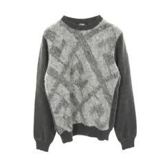 フェンディ FENDI ニット FF柄 FZX091 グレー ウール ニット メンズ