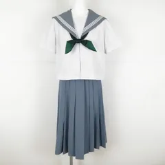 MR-01942 セーラー服 スカート スカーフ 上下3点セット 大きいサイズ 特大 夏物 白3本線 女子 学生服 中学 高校 白 制服 中古