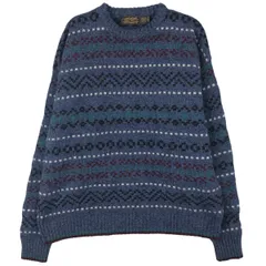古着 80~90年代 エディーバウアー Eddie Bauer 黒タグ 総柄 ウールニットセーター USA製 メンズXL相当 ヴィンテージ/eaa608319