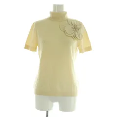 ケイトスペード KATE SPADE ウール フラワーモチーフ 半袖 タートルネック ニット S アイボリー /MY ■OS