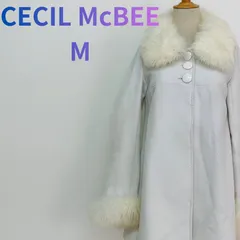 CECIL McBEE セシルマクビー フォックスファーコート Aライン リアルファー 取り外し可能 アイボリー オフホワイト M 美品 レディース 冬物 防寒 ギャル系 古着