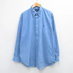 XL/古着 ラルフローレン 長袖 ブランド シャツ メンズ 90年代 90s 大きいサイズ コーデュロイ BLAKE ロング丈 コットン ボタンダウン 水色 25nov27