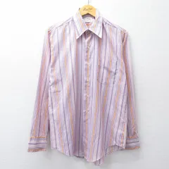 L/古着 長袖 シャツ メンズ 80年代 80s 紫他 ストライプ 25nov27