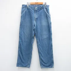 W31/古着 カーハート ペインター パンツ メンズ 90年代 90s 紺 デニム 内側フランネル 25nov27
